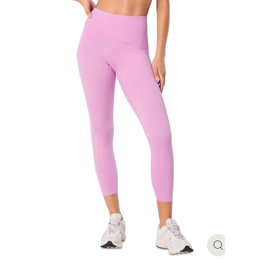 Spanx Booty Boost Yoga Leggings Size M Pink Lavender High Waisted Cropped 7/8